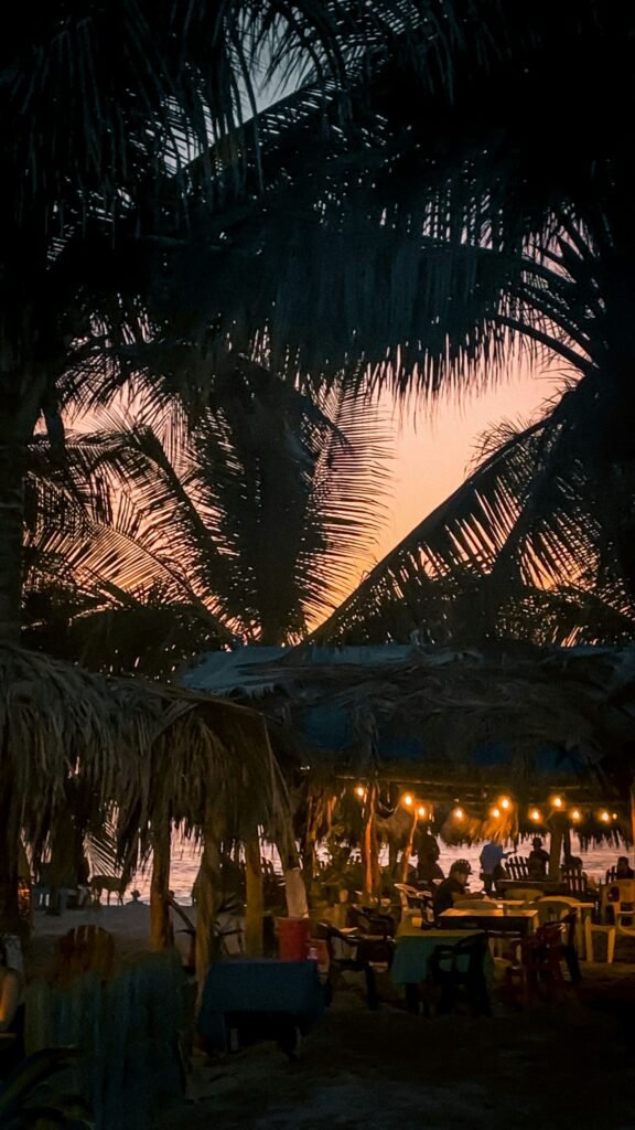Beach bar at night