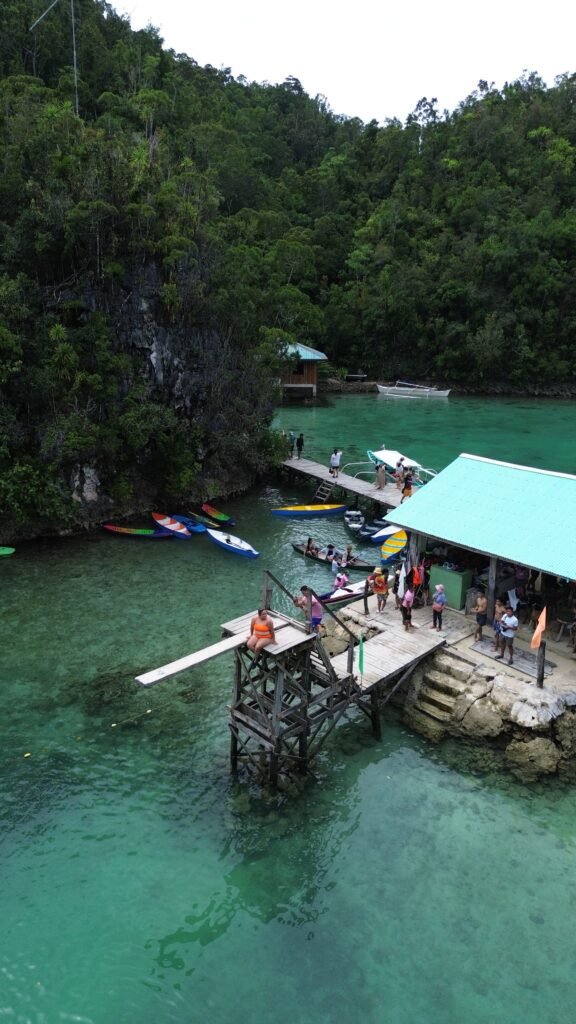 Aerial view of tropical Siargao waters